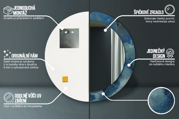 Rund spegel med tryck Onyx marmor