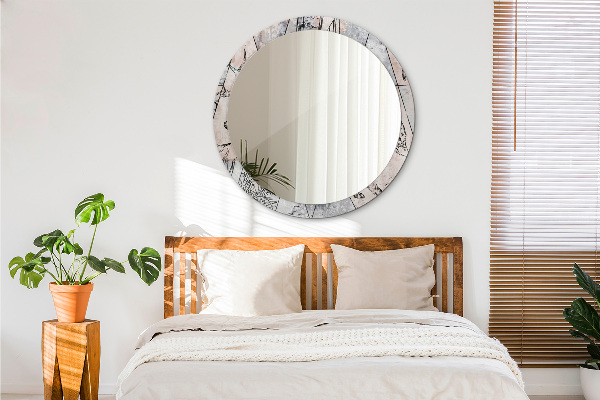 Rund spegel med tryck Abstrakta djur