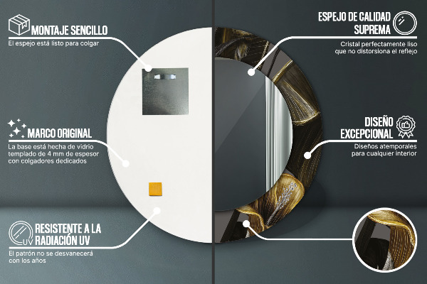 Rund spegel med tryck Hibiskus blommor