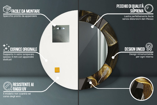 Rund spegel med tryck Hibiskus blommor