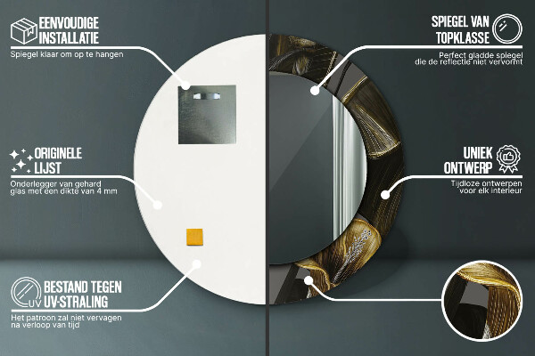 Rund spegel med tryck Hibiskus blommor