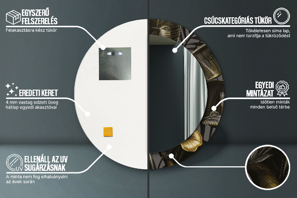 Rund spegel med tryck Hibiskus blommor