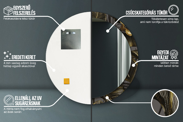 Rund spegel med tryck Hibiskus blommor