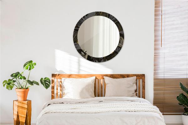 Rund spegel med tryck Hibiskus blommor