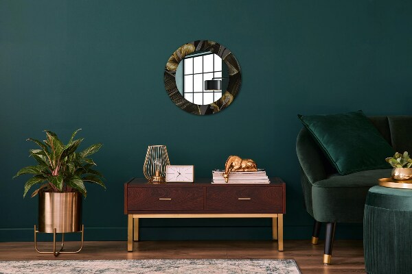 Rund spegel med tryck Hibiskus blommor