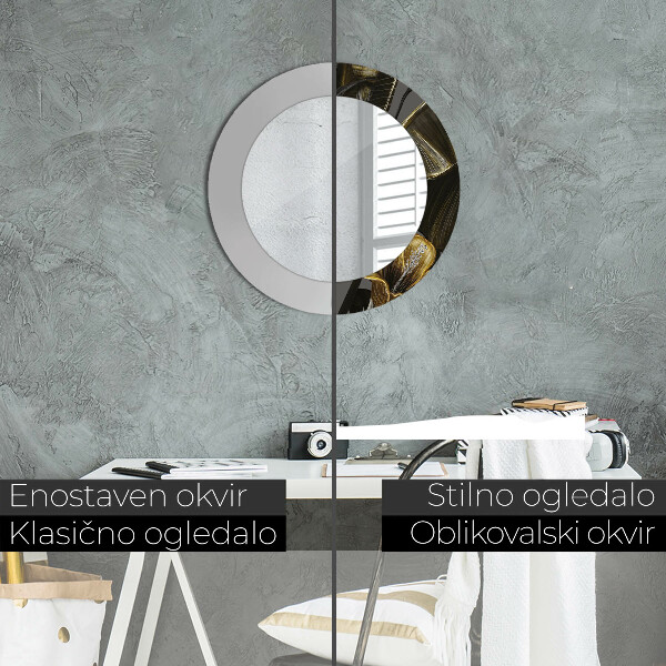 Rund spegel med tryck Hibiskus blommor