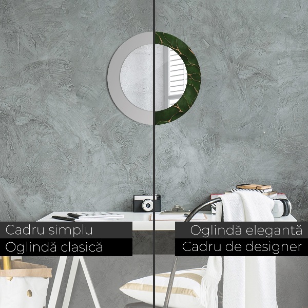 Rund spegel med tryck Abstrakt blad