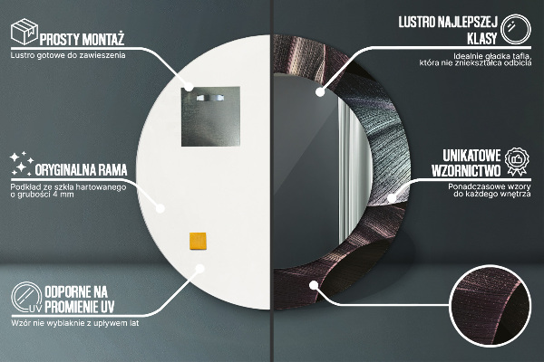 Rund spegel med tryck Mörka tropiska löv