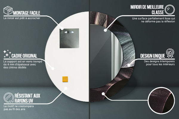 Rund spegel med tryck Mörka tropiska löv
