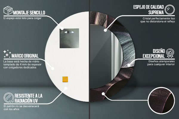 Rund spegel med tryck Mörka tropiska löv