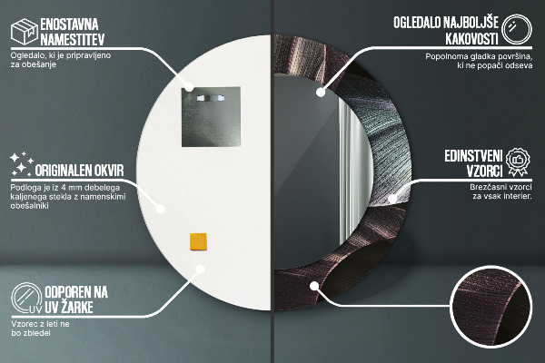 Rund spegel med tryck Mörka tropiska löv
