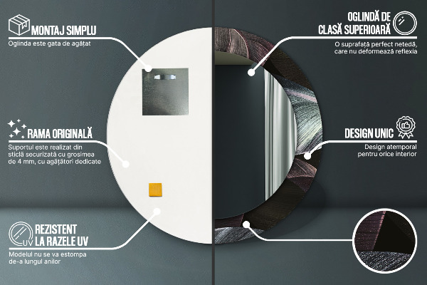 Rund spegel med tryck Mörka tropiska löv