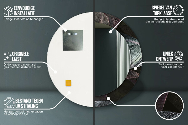 Rund spegel med tryck Mörka tropiska löv