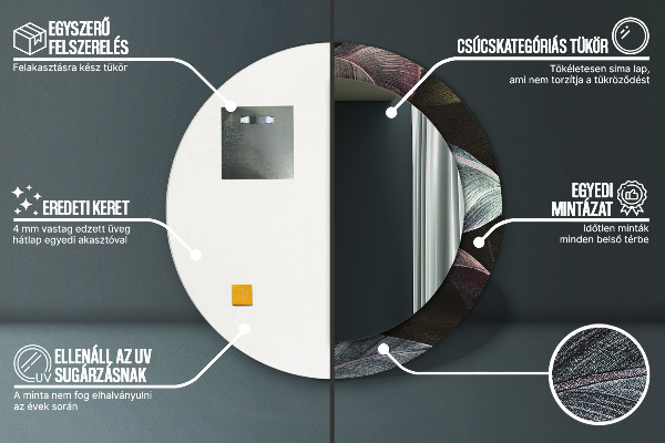 Rund spegel med tryck Mörka tropiska löv