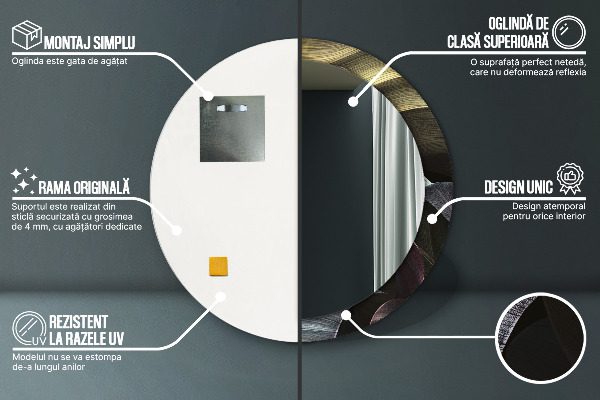 Rund spegel med tryck Mörka tropiska löv