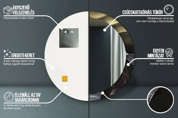 Rund spegel med tryck Mörka tropiska löv