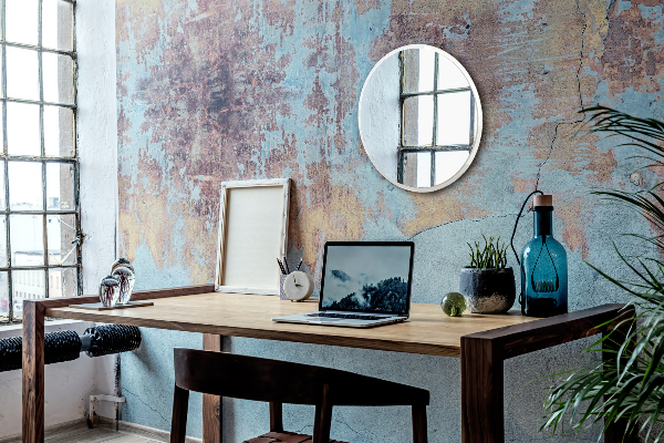 Hall rund spegel i vit ram fi 80 cm