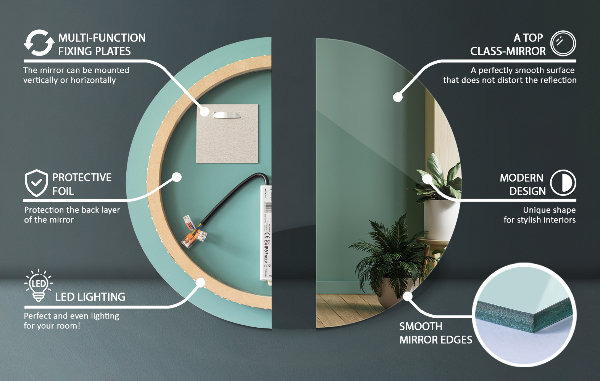 Rund badrumsspegel med led-belysning fi 90 cm