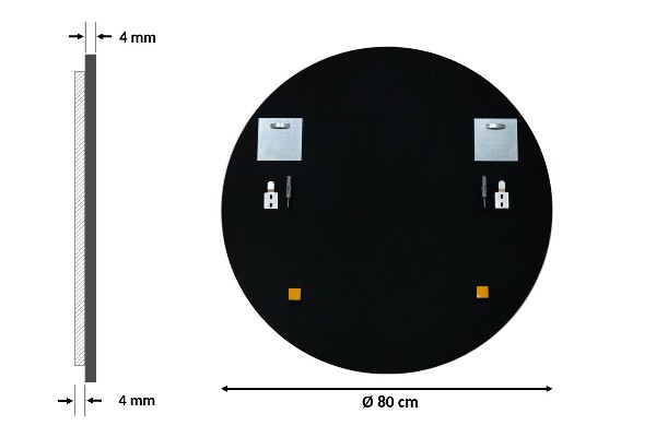Rund spegel i svart ram för vardagsrum fi 80 cm