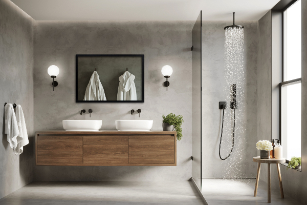 Rektangulär spegel modern i svart ram 100x70 cm