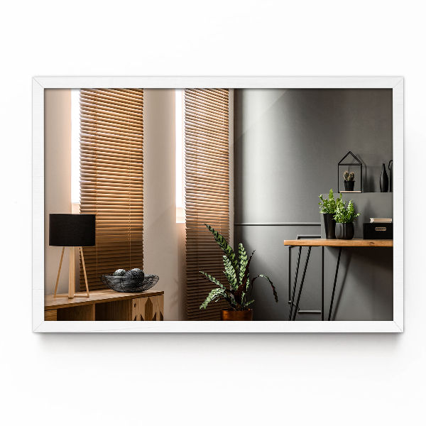 Rektangulär spegel modern i vit ram 100x70 cm