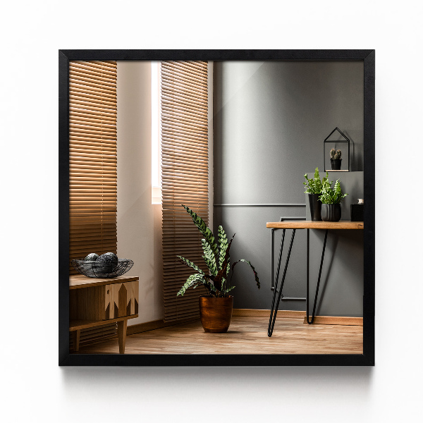 Rektangulär spegel svart ram 50x50 cm