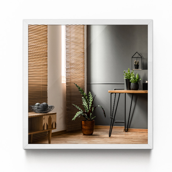 Rektangulär spegel i vit ram 50x50 cm