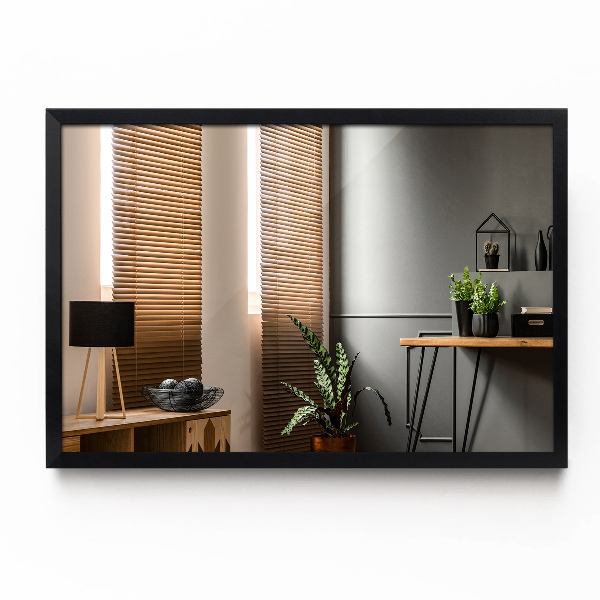 Rektangulär spegel i svart ram 60x40 cm