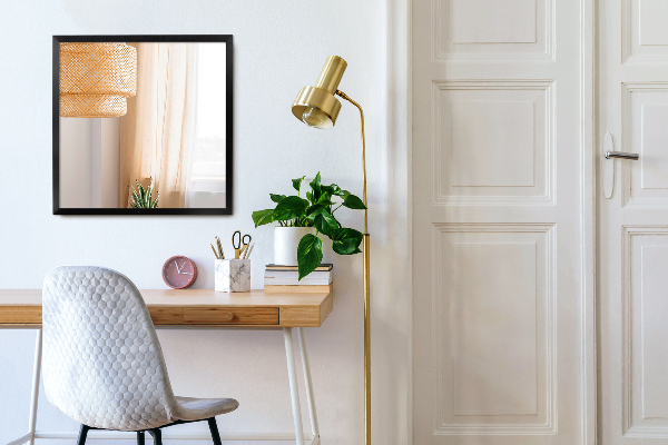 Rektangulär spegel i svart ram för sovrummet 70x50 cm