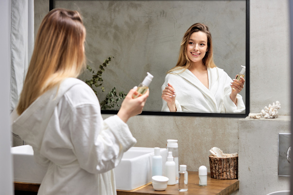 Rektangulär spegel i svart ram för sovrummet 80x60 cm