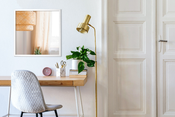 Hall rektangulär spegel i vit ram 60x40 cm