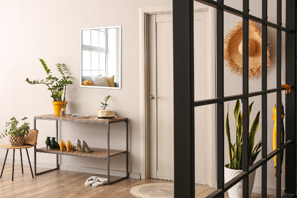 Hall rektangulär spegel i vit ram 60x40 cm