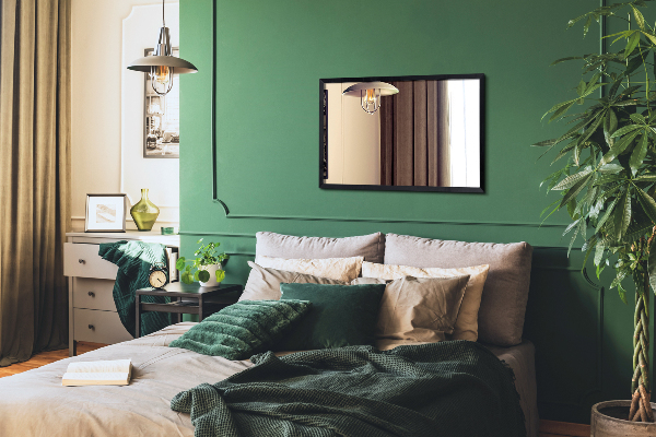 Hall rektangulär spegel spegel i svart ram 70x50 cm