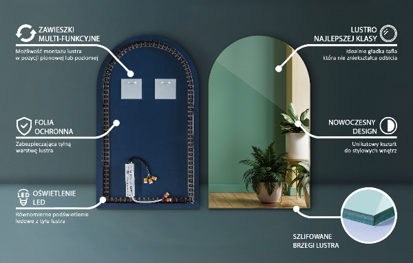 Halv-oval spegel led 50x90 cm