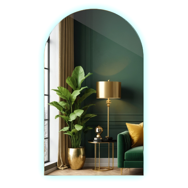 Välvd spegel led 60x100 cm