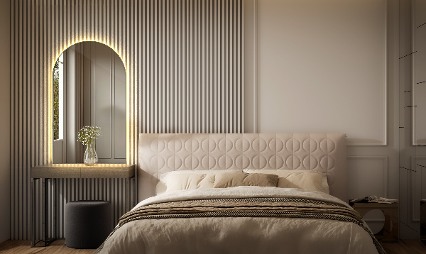 Välvd spegel led 60x100 cm