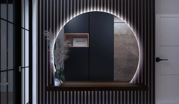 Halvmåne spegel modern 63x70 cm