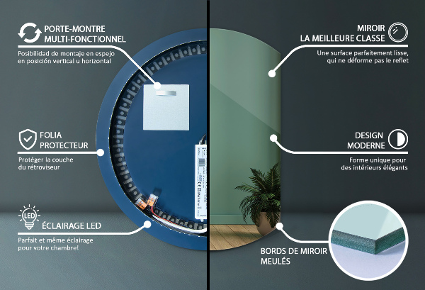 Halvmåne spegel modern 63x70 cm