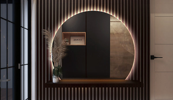 Halvmåne spegel 74x90 cm