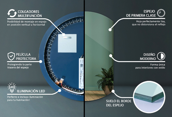 Halvcirkel spegel 84x100 cm
