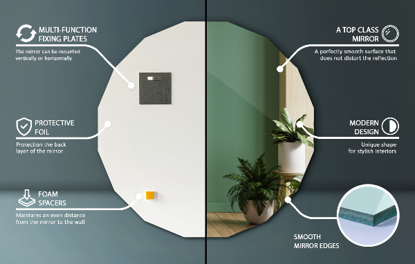Geometrisk spegel modern 100x100 cm