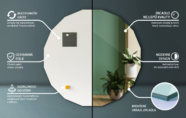 Geometrisk spegel modern 80x80 cm