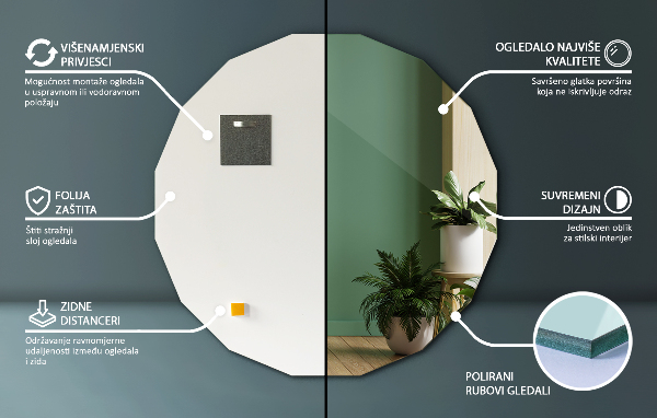 Geometrisk spegel modern 80x80 cm