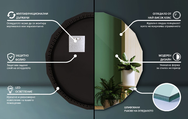 LED polygonal spegel 100x100 cm