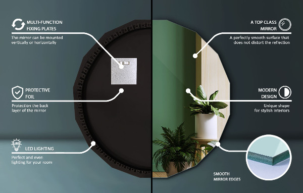 LED polygonal spegel 60x60 cm