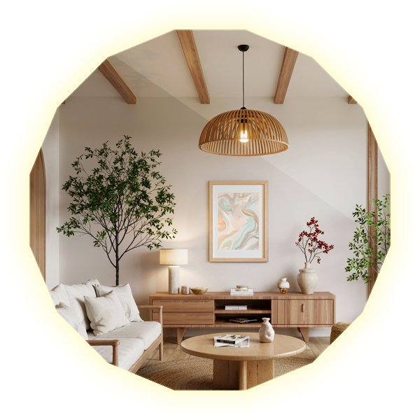 LED polygonal spegel 80x80 cm