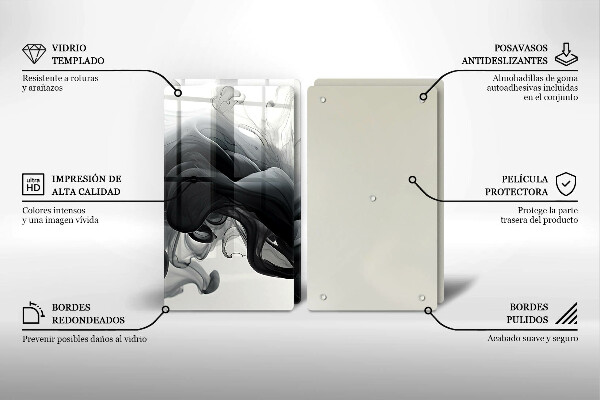 Spisskyddsplatta Svart rök abstrakt