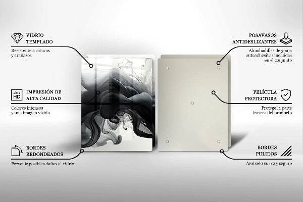Spisskyddsplatta Svart rök abstrakt