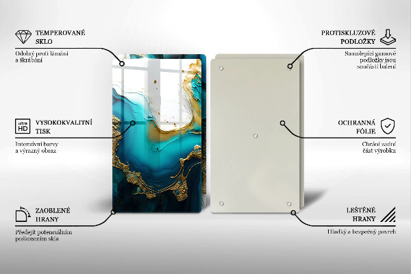 Skyddsplatta för spis Turkos abstraktion