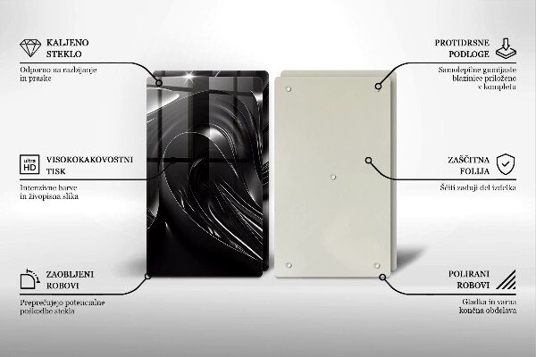 Skyddsplatta för spis Abstraktion svart massa